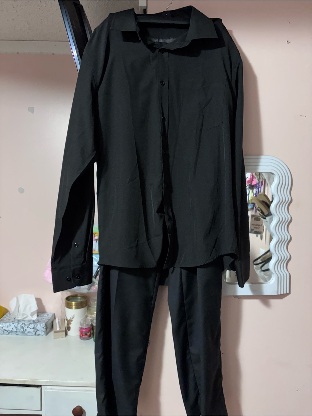 Men's Black Dress Shirt and Pants Set - Classic Black